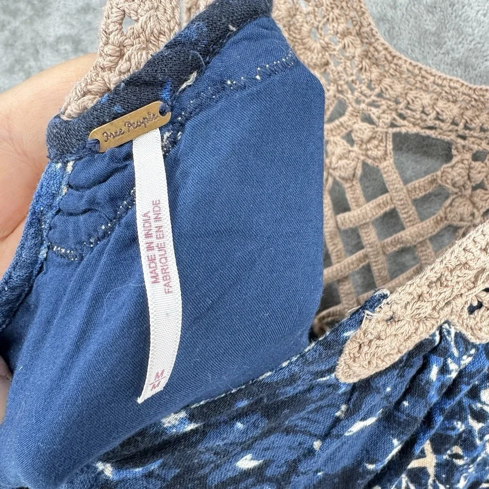 Free People Romper Womens Medium Celeste Macrame Bohemian Pockets Playsuit Beach